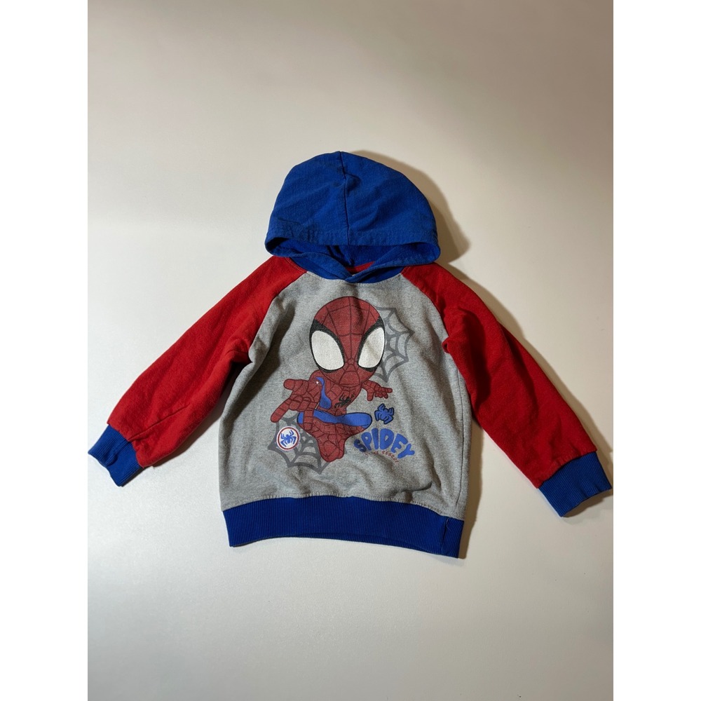 Marvel Spiderman Hoodie Toddler 4T Grey Red Blue Excellent Spidey Friends